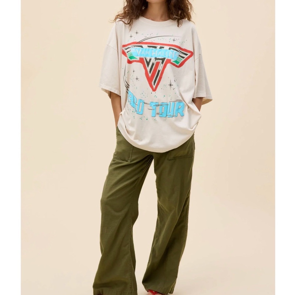 Daydreamer Cream Graphic Tee with Red and Teal Accents - Picture 3 of 5